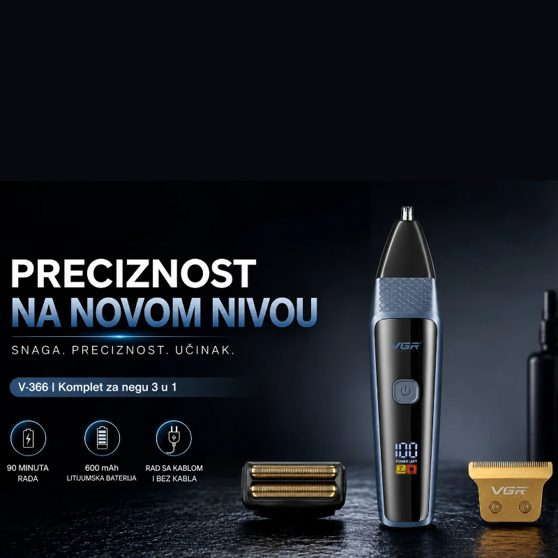 Električni trimer i brijač 3u1